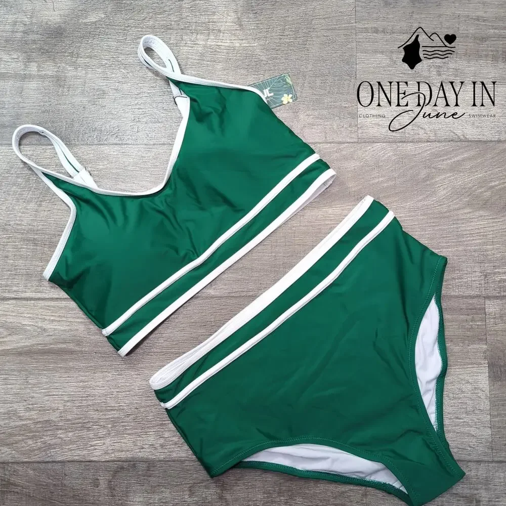 Blooming Jelly High Waist Crop Bikini Swimsuit Size L - Picture 3 of 7